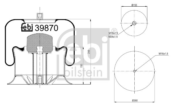 FEBI BILSTEIN Кожух пневматической рессоры 39870